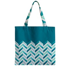 Zigzag Pattern In Blue Tones Zipper Grocery Tote Bag by TastefulDesigns