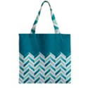 Zigzag pattern in blue tones Zipper Grocery Tote Bag View1