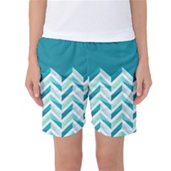 Zigzag Pattern In Blue Tones Women s Basketball Shorts by TastefulDesigns