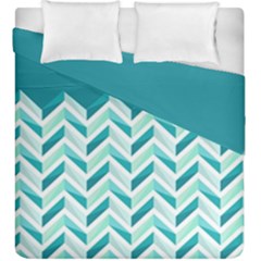 Zigzag Pattern In Blue Tones Duvet Cover Double Side (king Size) by TastefulDesigns