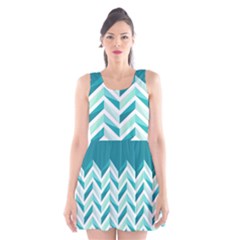 Zigzag Pattern In Blue Tones Scoop Neck Skater Dress by TastefulDesigns