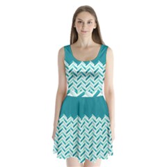 Zigzag Pattern In Blue Tones Split Back Mini Dress  by TastefulDesigns