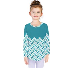 Zigzag Pattern In Blue Tones Kids  Long Sleeve Tee