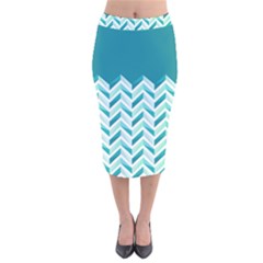 Zigzag Pattern In Blue Tones Velvet Midi Pencil Skirt by TastefulDesigns