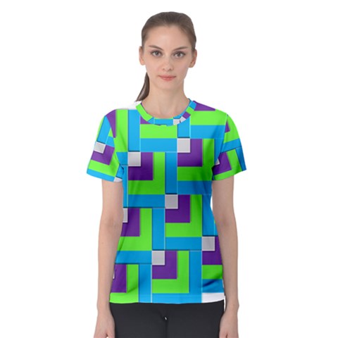 Geometric 3d Mosaic Bold Vibrant Women s Sport Mesh Tee by Amaryn4rt