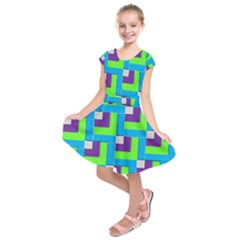 Geometric 3d Mosaic Bold Vibrant Kids  Short Sleeve Dress by Amaryn4rt