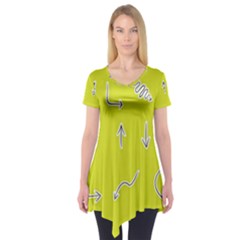 Arrow Line Sign Circle Flat Curve Short Sleeve Tunic  by Amaryn4rt