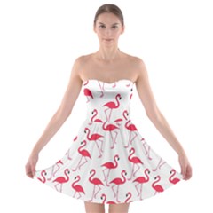 Flamingo Pattern Strapless Bra Top Dress by Valentinaart