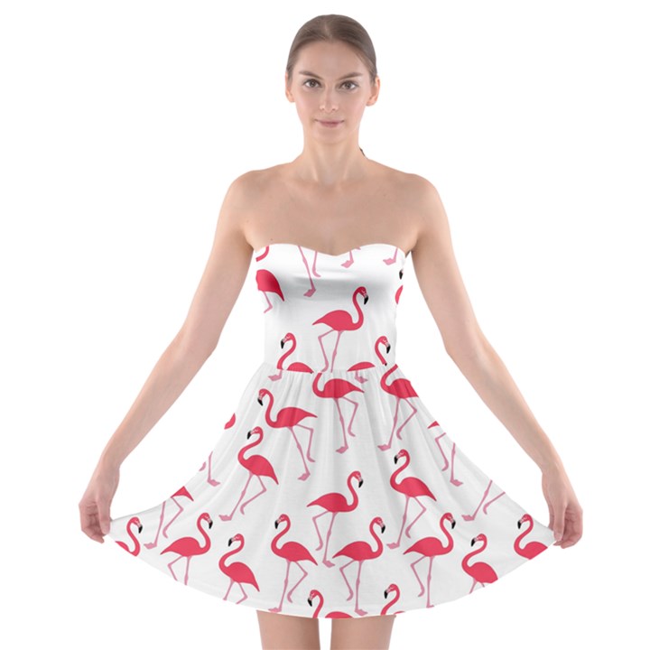 Flamingo pattern Strapless Bra Top Dress