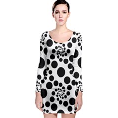 Dot Dots Round Black And White Long Sleeve Bodycon Dress by Amaryn4rt