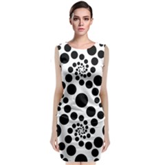 Dot Dots Round Black And White Classic Sleeveless Midi Dress by Amaryn4rt