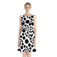 Dot Dots Round Black And White Sleeveless Chiffon Waist Tie Dress by Amaryn4rt