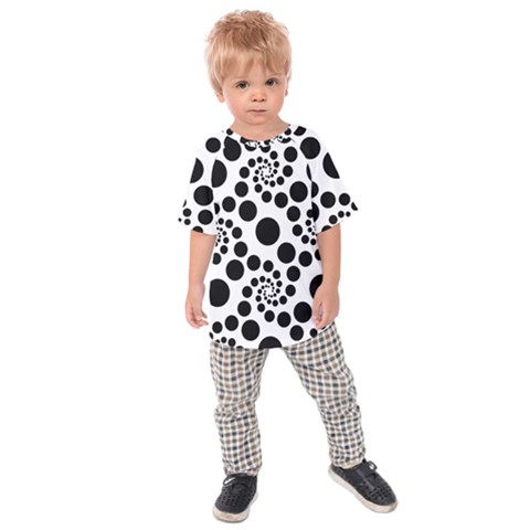 Dot Dots Round Black And White Kids  Raglan Tee by Amaryn4rt