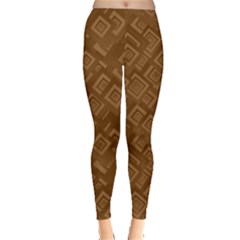 Brown Pattern Rectangle Wallpaper Leggings  by Amaryn4rt