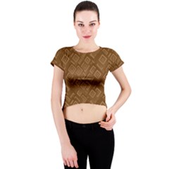 Brown Pattern Rectangle Wallpaper Crew Neck Crop Top by Amaryn4rt