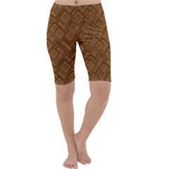 Brown Pattern Rectangle Wallpaper Cropped Leggings  by Amaryn4rt