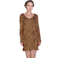 Brown Pattern Rectangle Wallpaper Long Sleeve Nightdress by Amaryn4rt