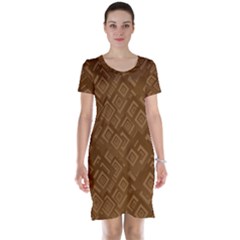 Brown Pattern Rectangle Wallpaper Short Sleeve Nightdress by Amaryn4rt