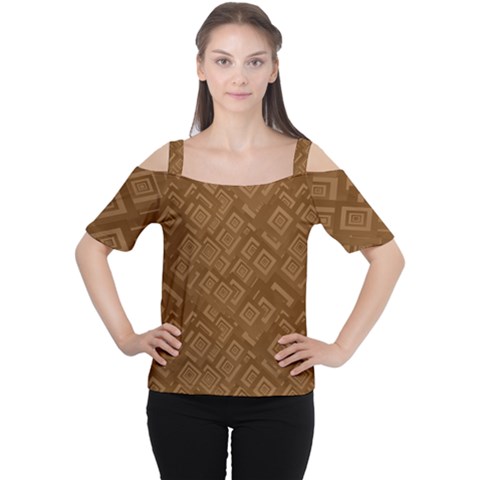 Brown Pattern Rectangle Wallpaper Women s Cutout Shoulder Tee by Amaryn4rt