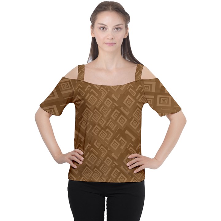 Brown Pattern Rectangle Wallpaper Women s Cutout Shoulder Tee