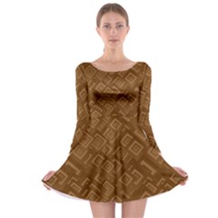 Brown Pattern Rectangle Wallpaper Long Sleeve Skater Dress by Amaryn4rt