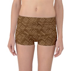 Brown Pattern Rectangle Wallpaper Boyleg Bikini Bottoms by Amaryn4rt