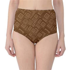 Brown Pattern Rectangle Wallpaper High-waist Bikini Bottoms by Amaryn4rt