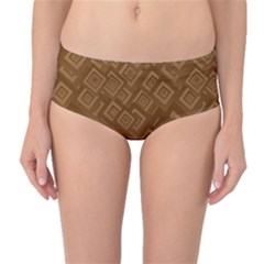 Brown Pattern Rectangle Wallpaper Mid-waist Bikini Bottoms by Amaryn4rt