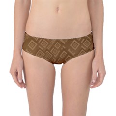 Brown Pattern Rectangle Wallpaper Classic Bikini Bottoms by Amaryn4rt