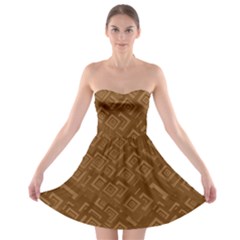 Brown Pattern Rectangle Wallpaper Strapless Bra Top Dress by Amaryn4rt