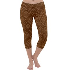 Brown Pattern Rectangle Wallpaper Capri Yoga Leggings by Amaryn4rt