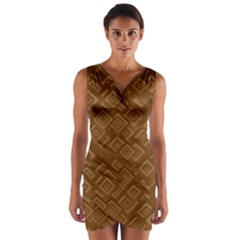 Brown Pattern Rectangle Wallpaper Wrap Front Bodycon Dress by Amaryn4rt