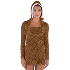 Brown Pattern Rectangle Wallpaper Women s Long Sleeve Hooded T-shirt by Amaryn4rt