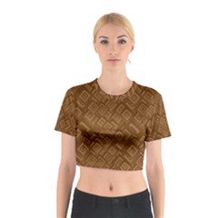 Brown Pattern Rectangle Wallpaper Cotton Crop Top by Amaryn4rt