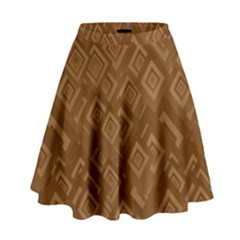 Brown Pattern Rectangle Wallpaper High Waist Skirt by Amaryn4rt