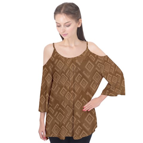 Brown Pattern Rectangle Wallpaper Flutter Tees by Amaryn4rt