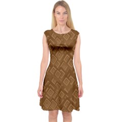 Brown Pattern Rectangle Wallpaper Capsleeve Midi Dress by Amaryn4rt