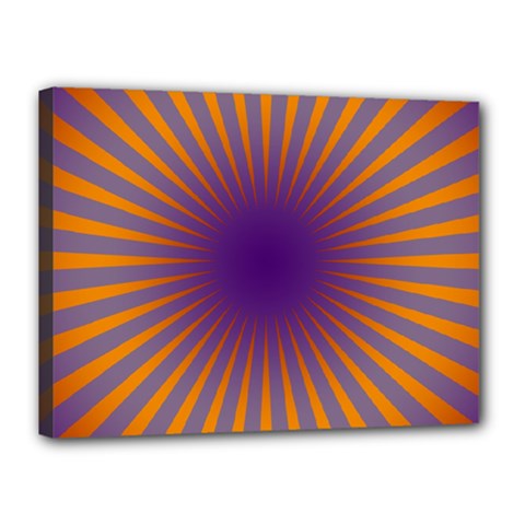 Retro Circle Lines Rays Orange Canvas 16  X 12  by Amaryn4rt