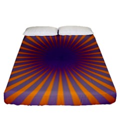 Retro Circle Lines Rays Orange Fitted Sheet (queen Size)