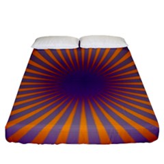 Retro Circle Lines Rays Orange Fitted Sheet (california King Size) by Amaryn4rt