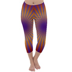 Retro Circle Lines Rays Orange Capri Winter Leggings  by Amaryn4rt