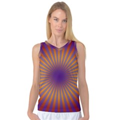 Retro Circle Lines Rays Orange Women s Basketball Tank Top by Amaryn4rt