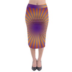 Retro Circle Lines Rays Orange Midi Pencil Skirt by Amaryn4rt