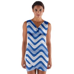 Waves Wavy Lines Pattern Design Wrap Front Bodycon Dress by Amaryn4rt