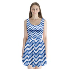 Waves Wavy Lines Pattern Design Split Back Mini Dress  by Amaryn4rt