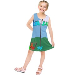 Welly Boot Rainbow Clothesline Kids  Tunic Dress by Amaryn4rt