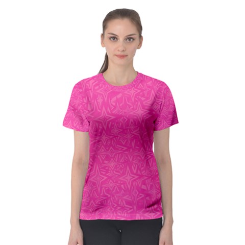 Geometric Pattern Wallpaper Pink Women s Sport Mesh Tee by Amaryn4rt