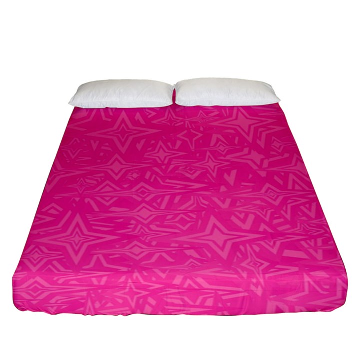 Geometric Pattern Wallpaper Pink Fitted Sheet (King Size)