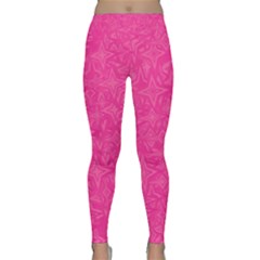 Geometric Pattern Wallpaper Pink Classic Yoga Leggings by Amaryn4rt