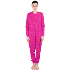 Geometric Pattern Wallpaper Pink Onepiece Jumpsuit (ladies)  by Amaryn4rt